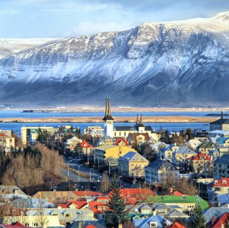 Reykjavik stadsbild på Island