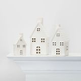 Stor keramisk hus dekorativ figur vit