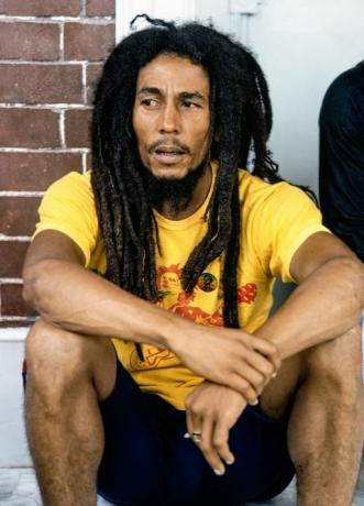 Bob Marley framför sitt hus, Kingston Jamaica 1979