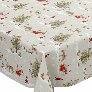 Christmas Woodland Oilcloth Wipe Clean Bordsduk