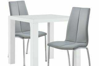 Argos Home Lyssa White Gloss Table och 2 Grey Milo-stolar