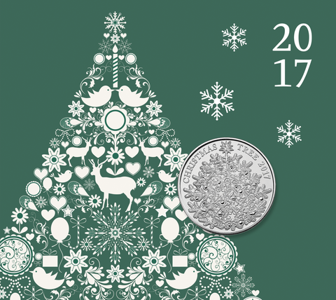 The Royal Mint Christmas Tree Silver £ 5 mynt - 2017