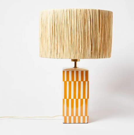 Ines Orange Raffia & Keramisk lampa