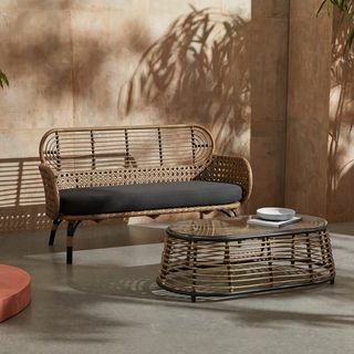 Swara Garden 2-sits soffa, Polyrattan och svart