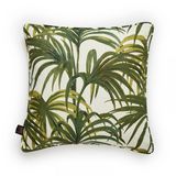 PALMERAL Medium Cotton-Linen Cushion - Off White / Green