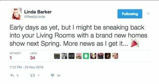 Linda Barker TV-show tweet