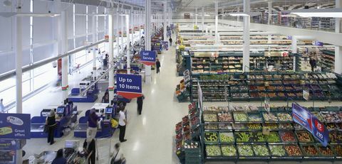 Tesco stormarknad, Orpington, Storbritannien, 2009 - butiksgolv