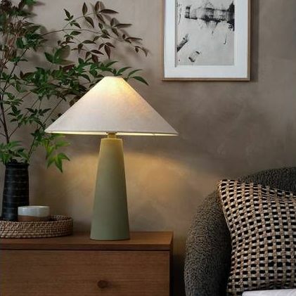 Habitat konisk keramisk bordslampa - Beige & Olive