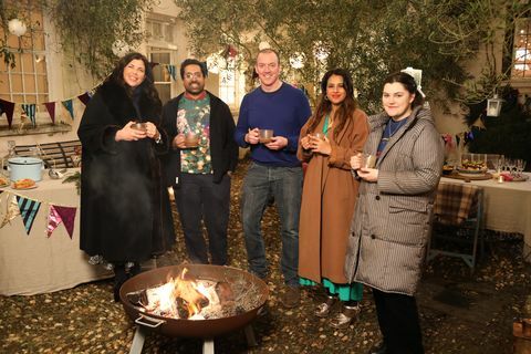 på bilden l r kirstie allsopp, ryan chetiyawardana, mat chaloner, ravinder bhogal och harriet shaw