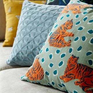 Tiger Cushion, Green / Multi