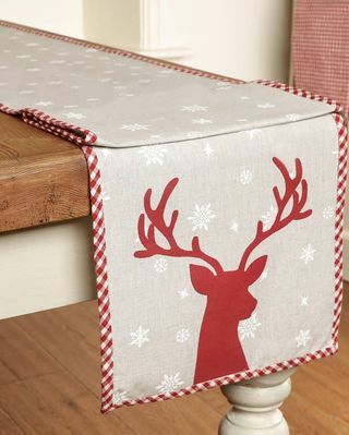 Winter Deer Long Cotton Christmas Runner