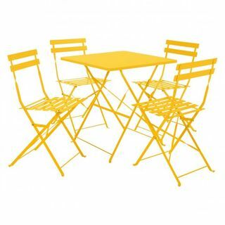 Parc Yellow metal folding garden bord och 4 stolar set