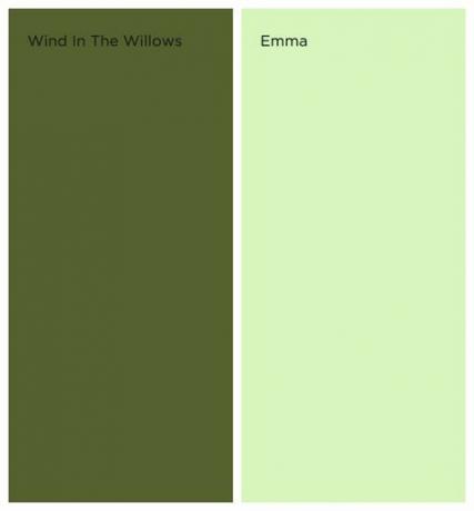 Valspar Bookcase-kollektionen målar - Wind in the Willow och Emma