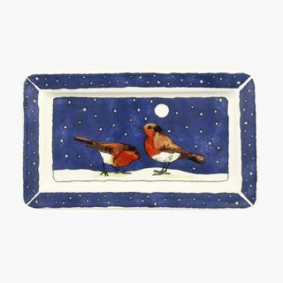 Robins In The Snow Medium Oblong Plate