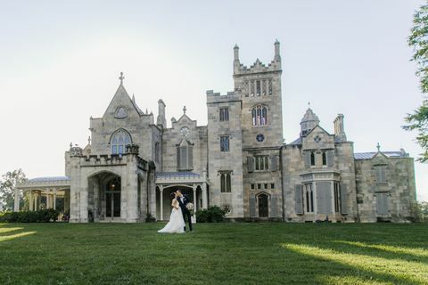 ett bröllop på Lyndhurst Mansion i Tarrytown New York