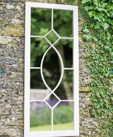 Tall Rectangular Cream Metal Garden Mirror