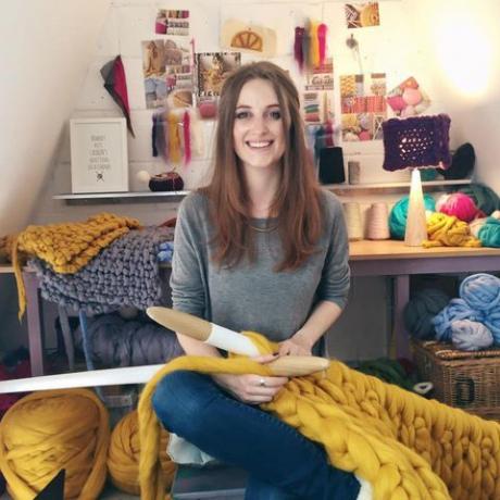 Lauren Aston - designer av stickade ullstrickor