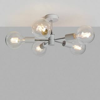 Eker Semi Flush Ceiling Light, Grey / Chrome