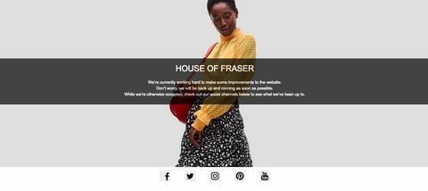 House of Fraser webbplats offline