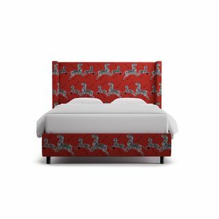 Coral Zebra Wingback Bed