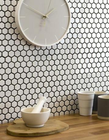 Bijou White Hexagon Mosaic Tiles, Walls and Floors Ltd