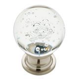Liberty 1-3 / 5 in. Satin Nickel med Clear Bubble Glass Round Cabinet Knob