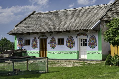 Folkmålningar på stugan i Zalipe, Polen