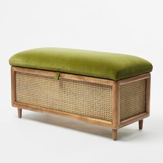 Loha Green Velvet & Rotting Ottoman