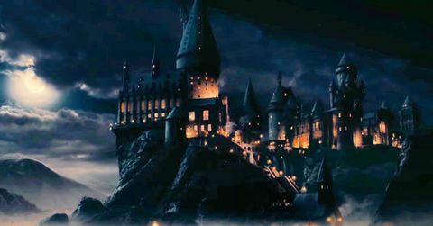 hogwarts castle, som ses i Harry Potter-filmserien