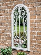 Fleura Outdoor Garden Wall Ornate Arched Spegel, 96,5 x 49 cm, Antik elfenben