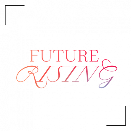 grafik av rosa text som säger " framtid stiger"