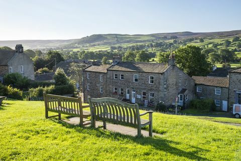 Byn Reeth i Swaledale, Yorkshire Dales, England