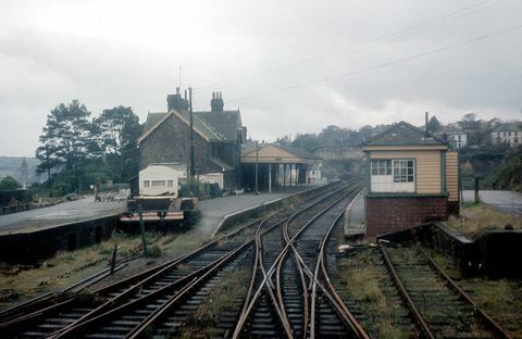 tavistock norra tågstationen, fotograferad den 14 januari 1970