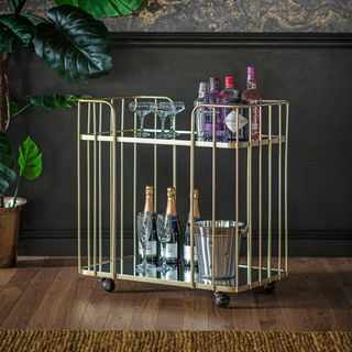 Nyla Mirrored Drinks Trolley i Champagne