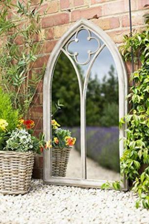 Trädgårds- spegel kyrkliga fönster sten effekt utomhus dekor