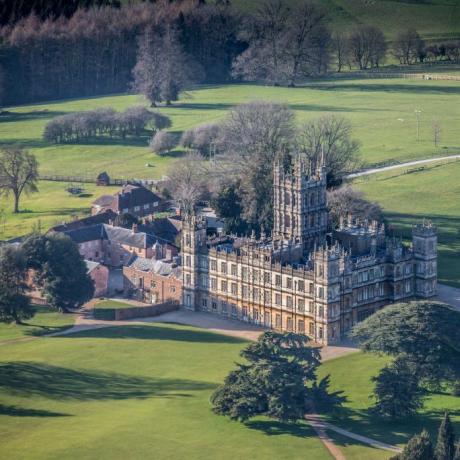 flygfotografi av jarlen från Carnarvons highclere slott, hampshire