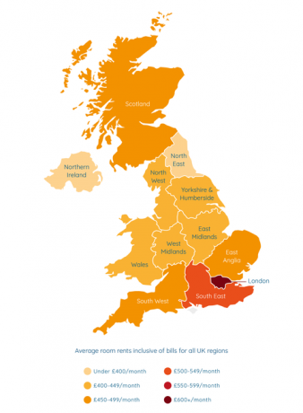 SpareRoom bästa platser att hyra i Storbritannien