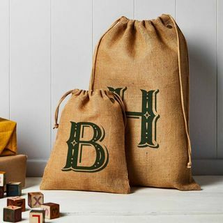 Initial Christmas Hessian Sack Small