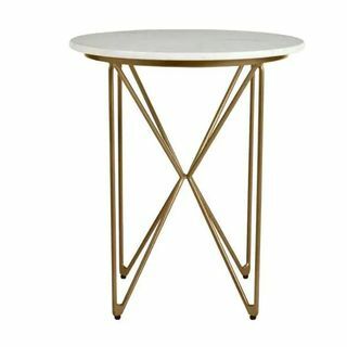 Marmor och guldfinish Round Accent Table